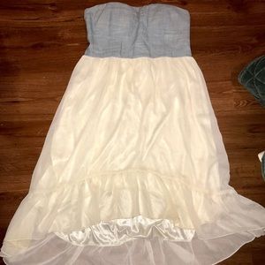 High-low strapless dress